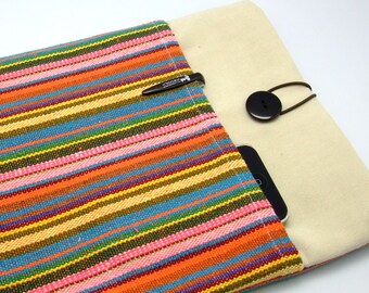11" 13" Macbook Pro case, Macbook Air cover, Surface RT Pro, Laptop, Custom tablet sleeve with 2 pockets PADDED - Colorful strips (a) (M-95)