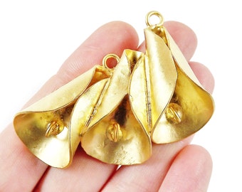 Unusual Triple Cone Pendant with Loops - LIMITED STOCK! - 22k Matte Gold Plated - 1PC