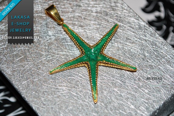 Sea Star Sterling Silver Gold plated Pendant Jewelry Love Woman Unisex Men Marine Hope Freedom Beautiful Sea Summer Greece Seestern Starfish