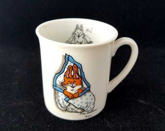 Suzy's Zoo Vintage Bunny Rabbit Child's Mug Cup, Suzy Spafford, 1976