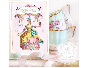 Marie Antoinette Let them eat cake card, birthday card, all occasion card, blank inside