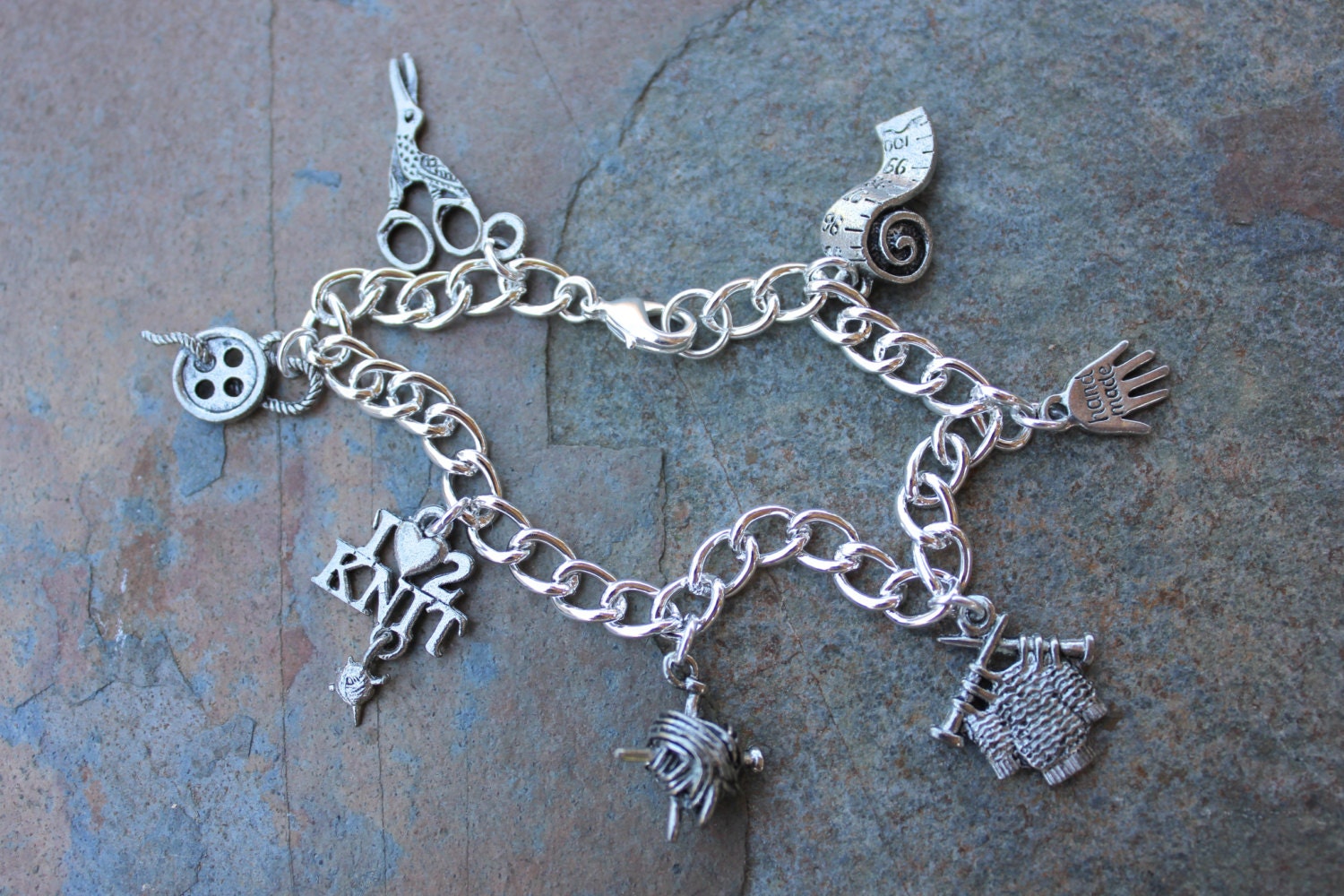 Love to Knit Silver Charm Bracelet sweater knitting