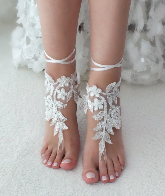Wedding Lace Anklet Ivory Bridesmaid Gift Bridal Lace Barefoot