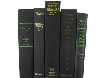 Black Decorative Books , Black Vintage Books , Home Decor , Old Books , Vintage Photo Props , Table Setting , Wedding Decor