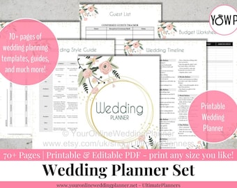 Wedding planner, Wedding planner printable, Printable planner, Printable wedding planner, Printable wedding checklist, floral print, blush