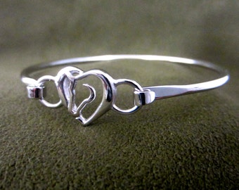 Hearts and Horses Bangle Bracelet