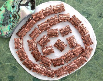 50% Off Closeout Destash Beads, 1 Strand ~ 33 Pieces Antique Copper Beads, Decorative Copper Beads, Handcrafted Metal Beads COP-010