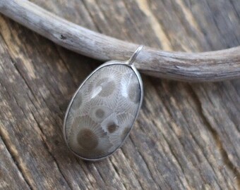 Large Petoskey stone pendant