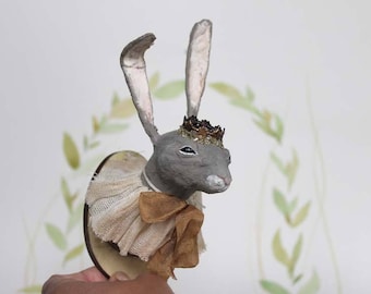 Nostalgische Wattefigur Miniatur Trophäe Hase Wanddekoration Weihnachten