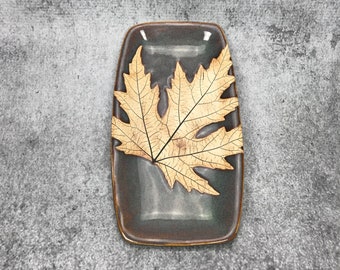 Leaf dish - Maple leaf dish - ring dish - spoon rest - fall leaf - fall decor - goth decor