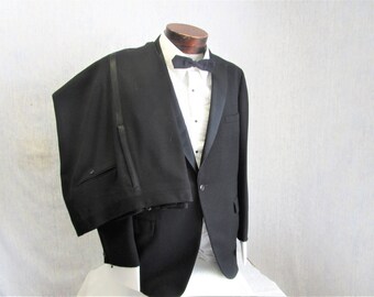 50s 40R Tuxedo Tux Suit Wool Black