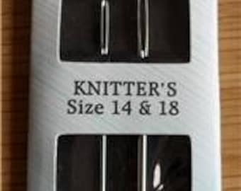 Needles - Knitters - Wool - Hand - Sewing - Darning - Sewing Up - Blunt Needles - Knitting - Crocheting - Size 14 & 18