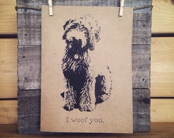 Goldendoodle Card / Dog Card / I Woof You / I Love You Card
