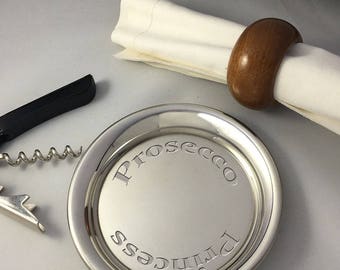 Personalised pewter wine bottle coaster
