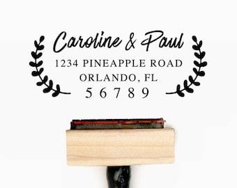 Custom Personalized Return Address Pre-Designed Rubber Stamp - Branding, Packaging, Invitations, Party, Wedding Favors - A021
