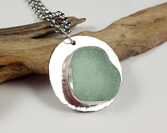 Sea Glass Necklace Sea Glass Jewelry Sea Glass Pendant Aqua Sea Glass Pendant Aqua Sea Glass Necklace - N-563 Mothers Day Gift