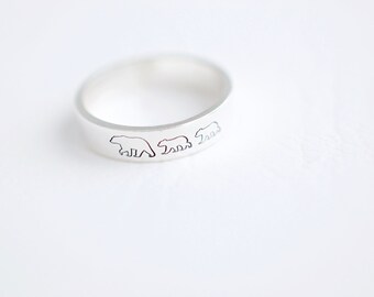 Mama Bear and Cubs Ring - Sterling Stacking Ring - Gift for Mom - Mom Jewelry