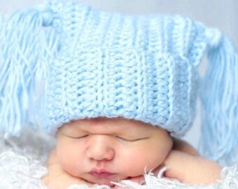 PDF Crochet Pattern - Ribbed Jester Hat - 4 sizes - Newborn to 3 yrs old.