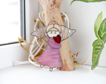 Stain Glass Suncatcher / Stain Glass Angel / Angel Gift / Window Hanging Angel / Angel Ornaments / Stained Glass Decor / Stain Glass Art