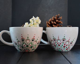 Hand Painted Mandala Mug Set
