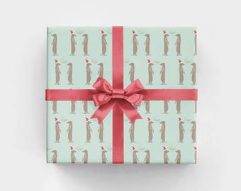 Christmas Wrapping Paper with Meerkats and Kissing Ball Romantic Holiday Gift Wrap with Meerkats Under the Mistletoe Romantic Gift Wrap