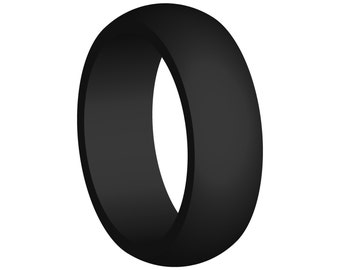Men's Black Silicone Wedding Engagement Ring Band Medical Grade Flexible Rubber Modern Athletic Military Outdoors Jewelry Gift For Husband