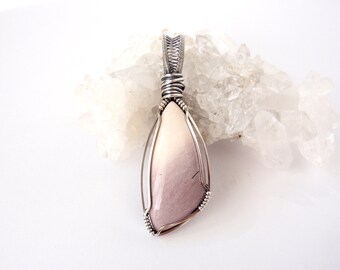 Purple Mookaite Pendant, Handcut Natural Australian Stone, Handcrafted with Recycled Sterling Silver, Lilac and White, Earth Energy Talisman