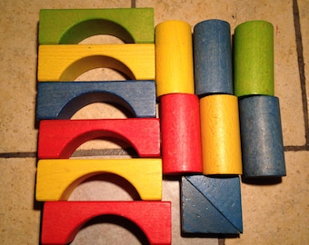 14 Large Colorful Wooden Blocks