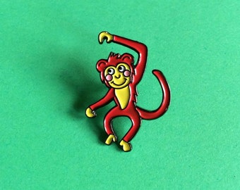 Enamel Pin Badge, Monkey Pin, Cute Animal Lapel Pin, Monkey Enamel Pin, Cheeky Monkey Pin Badge, Monkey Brooch, Fun Pin, Jungle Lapel Pin