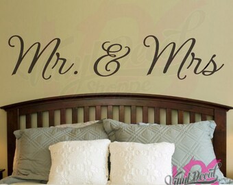 Mr and Mrs Wall Decal, Wedding Gift, Housewarming Gift, Wall Decal, Mr and Mrs, Mr. and Mrs., Newlyweds, Large Wall Decal, Wall Decals, bed