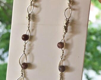 Silver Wire-Wrapped Beaded Earrings