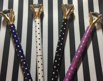 Diamond Pen, Gem Pen, crystal pen princess pen office gift stationery polka dot pen planner polka dot pen, society pen crown pen, fancy pen