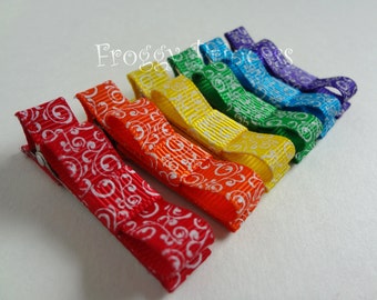 Rainbow Swirls Hair Clip Starter Pack - Tuxedo Bow Clippie Set - No Slip Velvet Grip