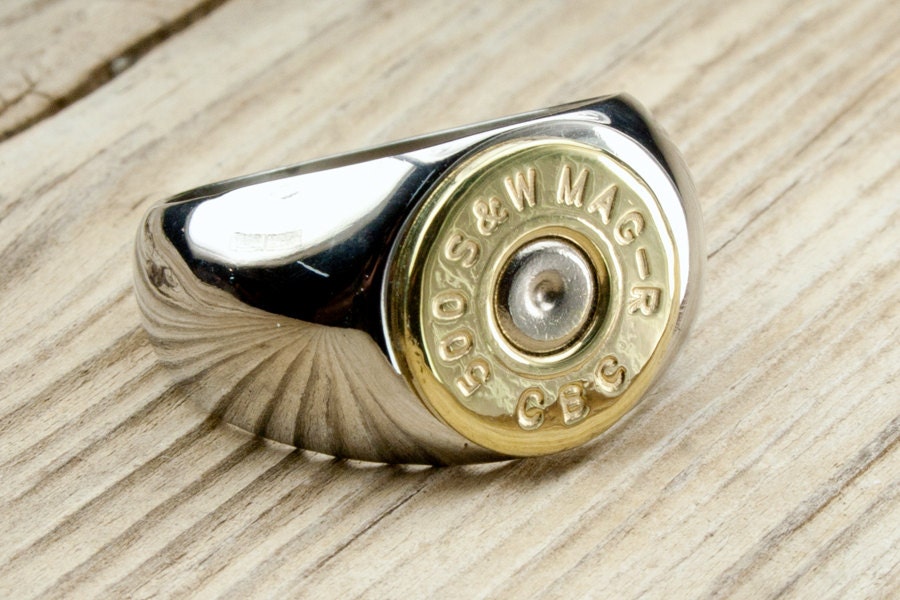 Bullet Ring / Men's Stainless Steel & Brass Bullet Ring