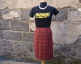 Vintage skirt, midi skirt Red skirt, plaid skirt, red Plaid, red Plaid skirt, wool skirt, skirt Lewinger, 60's