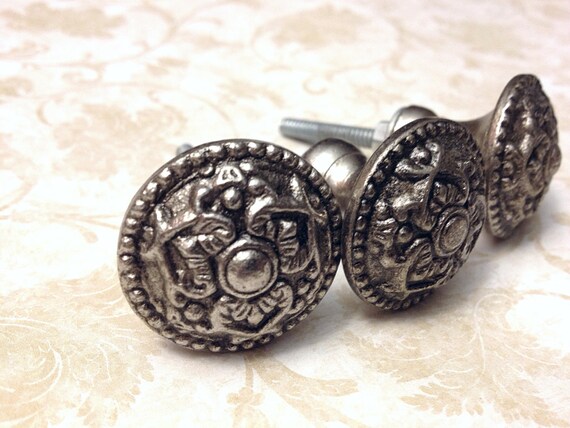 Silver Antique Style Primitive Pewter Knobs, Dresser Knob, Drawer Silver Antique Style Primitive Pewter Knobs, Dresser knob, Drawer pull, Decorative knob, Custom Cabinet Hardware from fantasycottage on Etsy Studio - Silver Antique Style Primitive Pewter Knobs, Dresser Knob, Drawer