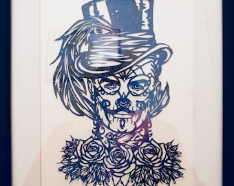 Handcut Papercut Jack Day of the Dead