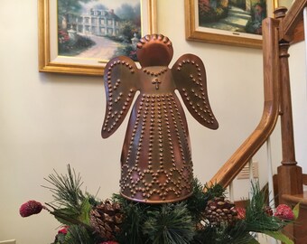 Copper Angel Tree Topper Metal Rustic 9 Inch Scallop (Two Piece) Hand Cut By Larry West