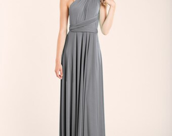 Silver grey infinity dress, neutral grey dress, long grey dress, silver grey bridesmaid dress, grey maxi dress, long gray dress, grey dress