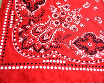 Vintage Color Fast Red Cotton Bandana Kerchief - #S4