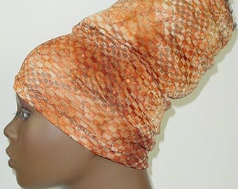 HeadBand-HeadTube-Head Wrap - Headwrap - Natural Hair-Locs-Rust Brown-Tan