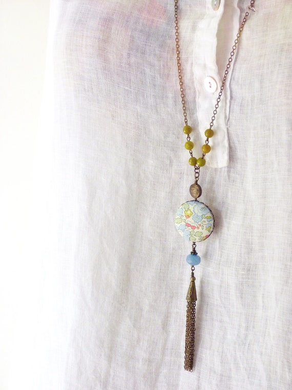 Liberty necklace, Tassel necklace, Long boho necklace, Liberty jewelry, Long tassel necklace, Free shipping Canada, Pastel necklace