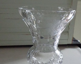 Vintage Cut Glass 3 Footed Vase
