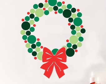 Modern Christmas Wreath -Wall Decal Custom Vinyl Art Stickers