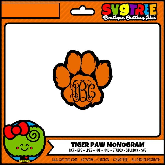 Download Tiger Paw SVG Paw Print SVG Monogram svg Paw Print Monogram