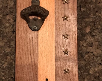 Wall Mounted Bottle Opener with Magnetic Cap Catcher