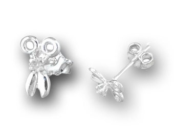 925 Sterling Silver 0.03 ct CZ Scissors Stud Earrings