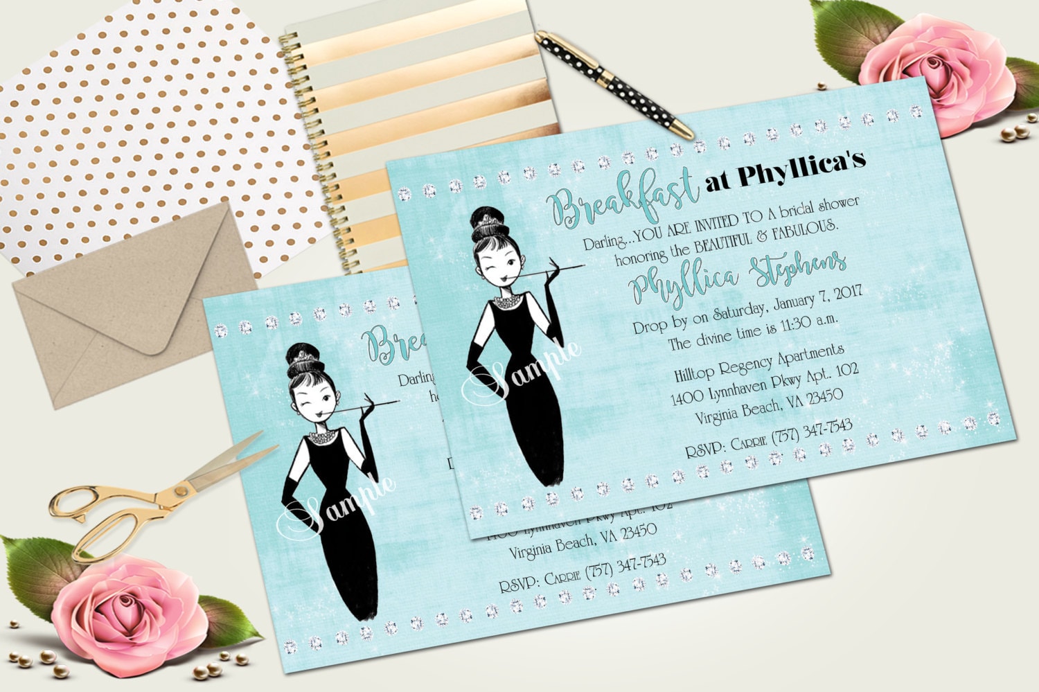 DIY Printable Breakfast At Tiffany's Invitation Birthday