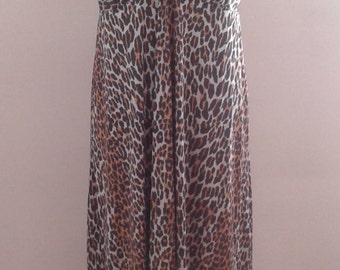 Vintage 1960's Vanity Fair Leopard Print Slinky Nylon Long Nightgown Sz 38 Pin Up Boudoir Mod