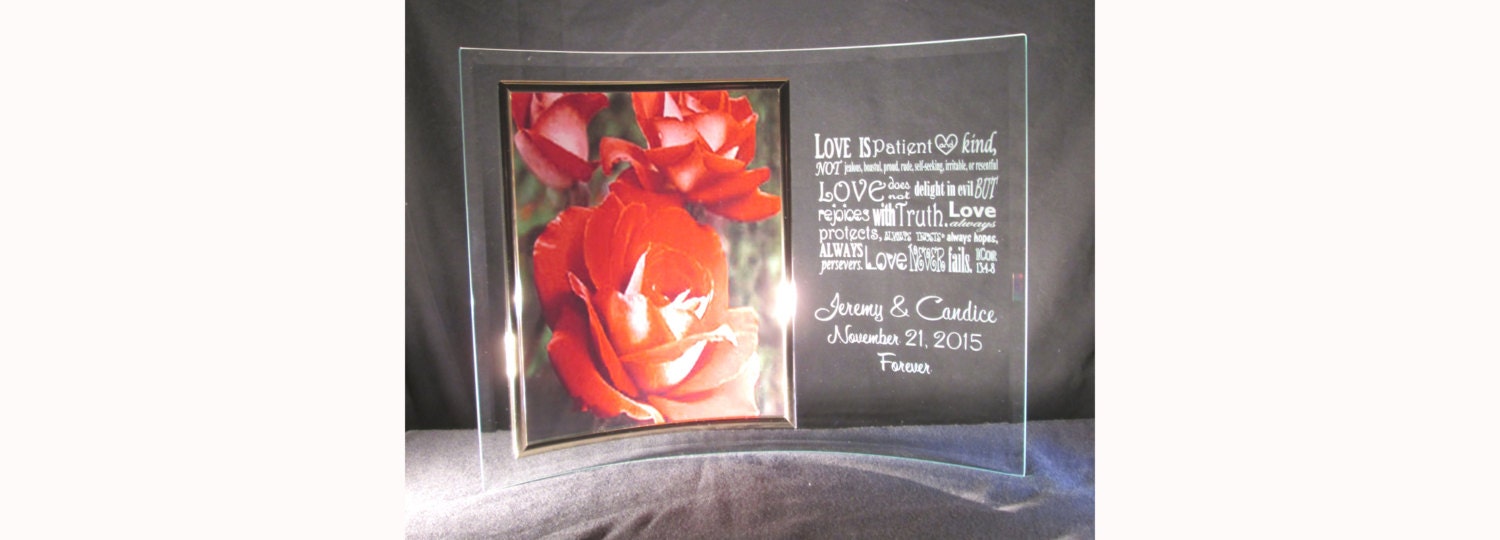 size 8x10 above frame Curved Frame Picture Engraved 8x10 Frame Glass Picture